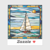 Faux Glas in lood Sailboat Sticker (Vel)
