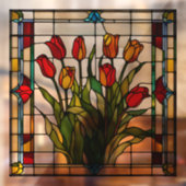 Faux Glas in lood Tulip Garden Raamsticker (Vel 2)