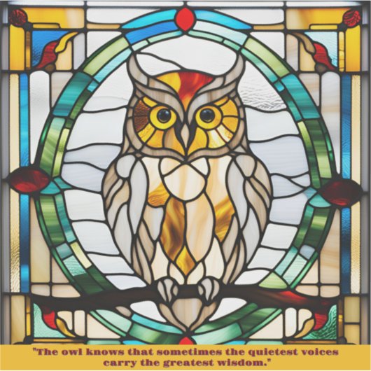 Faux Glas in lood Uil Sticker (Voorkant)