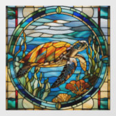 Faux Glas in lood Zee Turtle Window Cling Raamsticker (Vel)