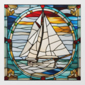 Faux Glas in lood zeilboot Raamsticker (Vel)
