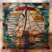 Faux Glas in lood zeilboot Raamsticker (Vel 2)