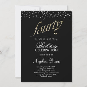 Faux Glitter 40th Birthday Invitation Kaart