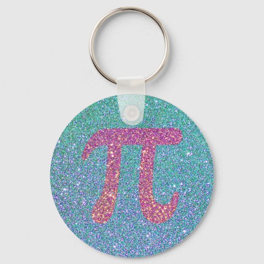 Faux Glitter Aquamarine Blue Pink Number Pi Sleutelhanger (Voorkant)