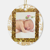 Faux Glitter Baby Foto Kerst Ornament (Links)