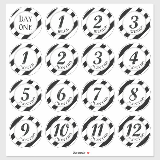 Faux Glitter Baby Milestone Stickers (Vel)