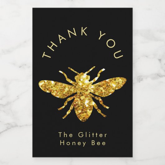 Faux glitter bedankt wijn etiket (Enkel label)