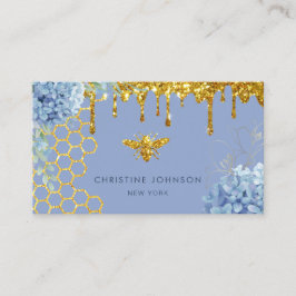 faux glitter bee and flowers Business Card Visitekaartje