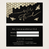 faux glitter bees design refercard visitekaartje (Voorkant /achterkant)