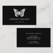FAUX glitter Black butterfly Visitekaartje (Voorkant / Achterkant)