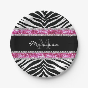 Faux Glitter Bling Rhinestone Girl's Papieren Bordje