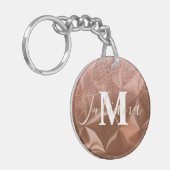 Faux Glitter Brown, geborsteld metaal, monogrammen Sleutelhanger (Voorkant Links)