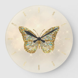 faux glitter butterfly design, grote klok