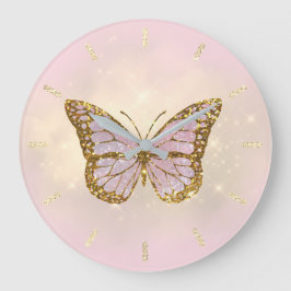 faux glitter butterfly grote klok