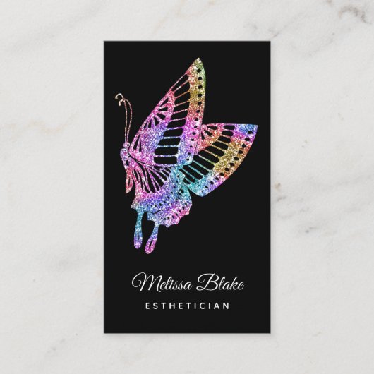 faux glitter butterfly logo visitekaartje (Voorkant)