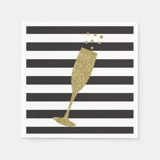 Faux Glitter Champagne Fluit Chic Papier Servetten (Voorkant)