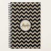 Faux Glitter Chevron Gold Monogram Planner (Voorkant)