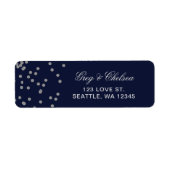 FAUX Glitter confetti navy and Silver bruiloft Etiket (Voorkant)