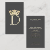 Faux Glitter Crown Monogram Visitekaartje (Voorkant / Achterkant)