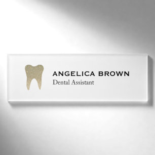 Faux Glitter Dental Assistant Name Tag