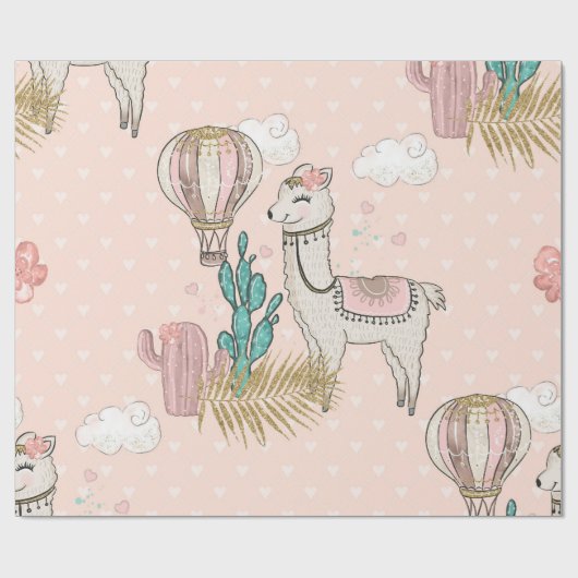 Faux Glitter Desert Steampunk Llama Cadeaupapier (Vlak)