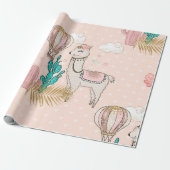 Faux Glitter Desert Steampunk Llama Cadeaupapier (Uitgerold)