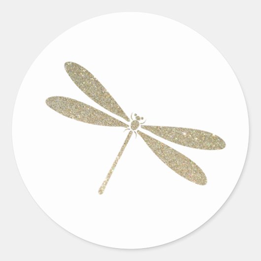 Faux Glitter Dragonfly Ronde Sticker (Voorkant)