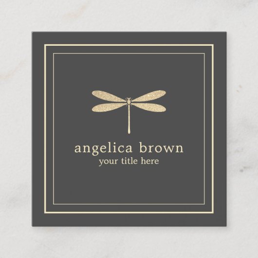 Faux Glitter Dragonfly Visitekaartje (Voorkant)