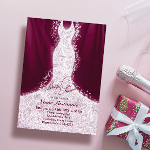 Faux Glitter Dress Burgundy Vrijgezellenfeest Invi Kaart