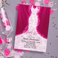 Faux Glitter Dress on Pink Vrijgezellenfeest Invit