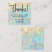 faux glitter edelsteen opaal textuur vierkante visitekaartje (Voorkant / Achterkant)