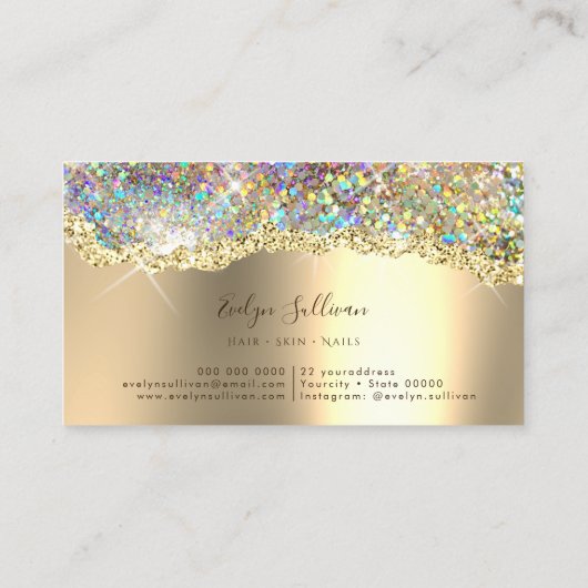 Faux Glitter en Gold Foil Visitekaartje (Achterkant)