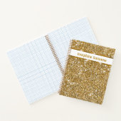 Faux Glitter Geel Glitter Textuur & Aangepaste Tek Notitieboek (Binnen)