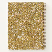 Faux Glitter Geel Glitter Textuur & Aangepaste Tek Notitieboek (Achterkant)