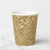 Faux Glitter Geel Glitter Textuur & Aangepaste Tek Papieren Bekers (Achterkant)