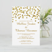 Faux Glitter Gold Confetti Wedding Kaart (Staand voorkant)