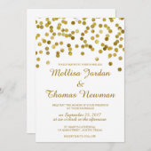 Faux Glitter Gold Confetti Wedding Kaart (Voorkant / Achterkant)