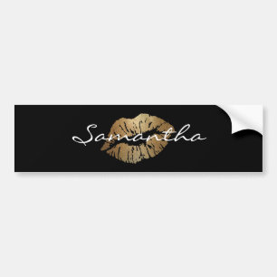 Faux Glitter Gold Kisses Bumpersticker