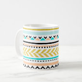 Faux Glitter Gold, Turquoise, Coral Aztec Pattern Koffiemok (Voorkant links)