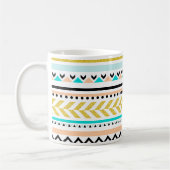 Faux Glitter Gold, Turquoise, Coral Aztec Pattern Koffiemok (Links)