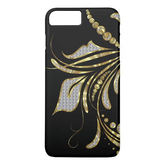 Faux Glitter & Goud Elegante Bloemen Werveltje Case-Mate iPhone Case (Achterkant)