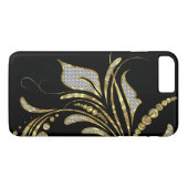 Faux Glitter & Goud Elegante Bloemen Werveltje Case-Mate iPhone Case (Achterkant (Horizontaal))