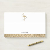 Faux Glitter Goud en Wit Flamingo & Rand Post-it® Notes (Op bureau)