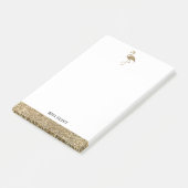 Faux Glitter Goud en Wit Flamingo & Rand Post-it® Notes (Schuin)