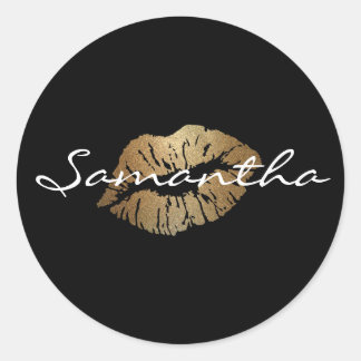 Faux Glitter Gouden Kus Ronde Sticker