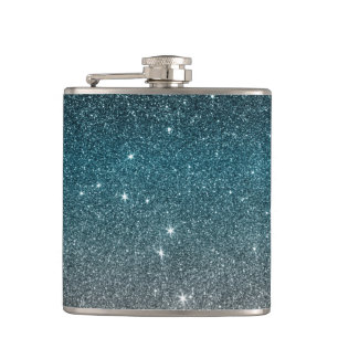 Faux Glitter Gradiënt in Zwart, Blauw, Wit Heupfles