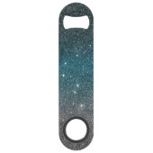  Faux Glitter Gradiënt in Zwart, Blauw, Wit Speed Flessenopener (Achterkant)