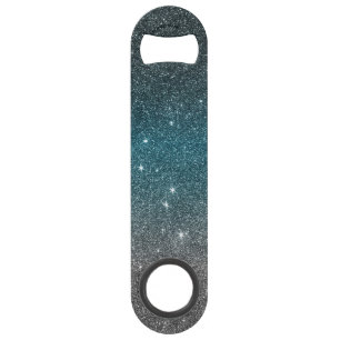  Faux Glitter Gradiënt in Zwart, Blauw, Wit Speed Flessenopener