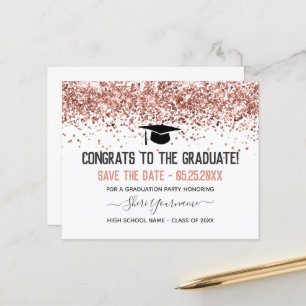 Faux Glitter Graduation Party Save the Date Invita