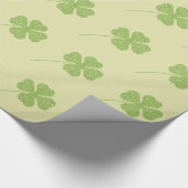 Faux Glitter Groene Klavers Cadeaupapier (Hoek)